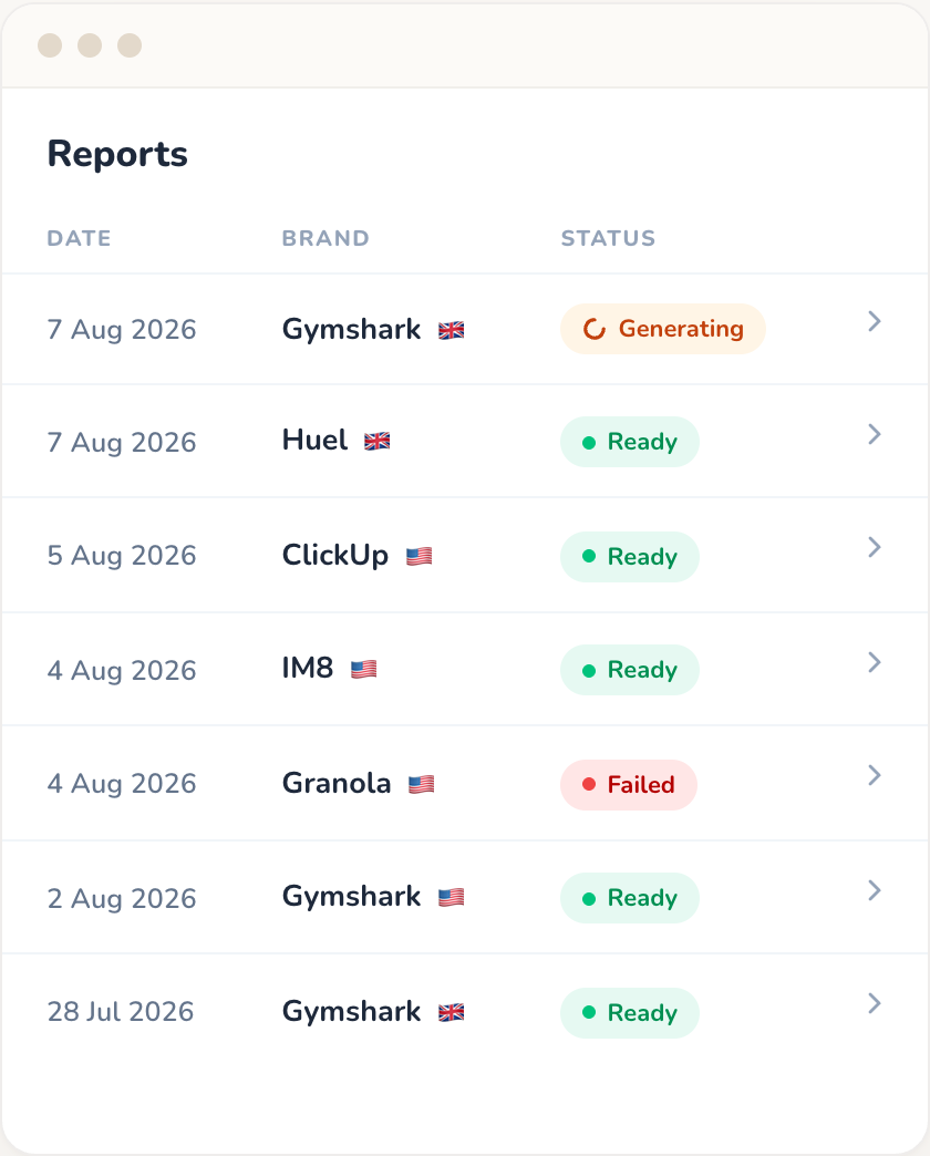 The Reports list in the Wilow app